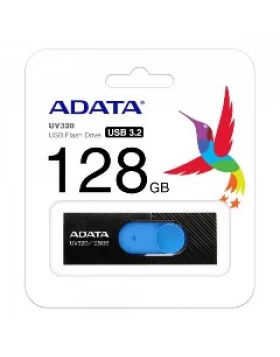 ADATA FLASH USB DRIVE 128GB AUV320-128G-RBKBL, USB3.1, RETRACTABLE, BLACK/BLUE, 5YW