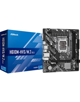 ASROCK MB H610M-HVS/M.2 R2.0,SOCKET INTEL LGA1700 13th/12th GEN, CS INTEL H610, 2 DIMM SOCKETS DDR4, D-SUB/HDMI, LAN GIGABIT, MICRO-ATX, 2YW